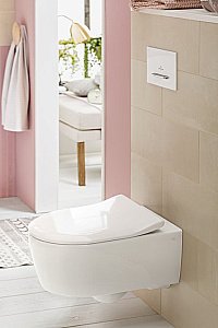 Унитаз подвесной Villeroy&Boch Avento 5656RS01 альпийский белый, с крышкой микролифт, безободковый купить в интернет-магазине Sanbest