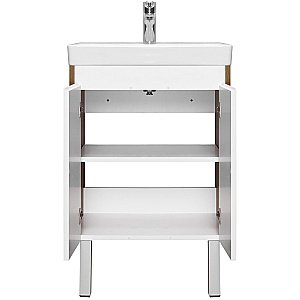 Тумба с раковиной Акватон Сканди Doors 55 белая/дуб рустикальный для ванной в интернет-магазине Sanbest