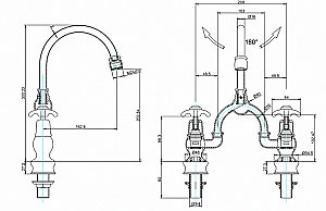 Смеситель для раковины Burlington Regent ANR27-QT BLA+W1 купить в интернет-магазине сантехники Sanbest