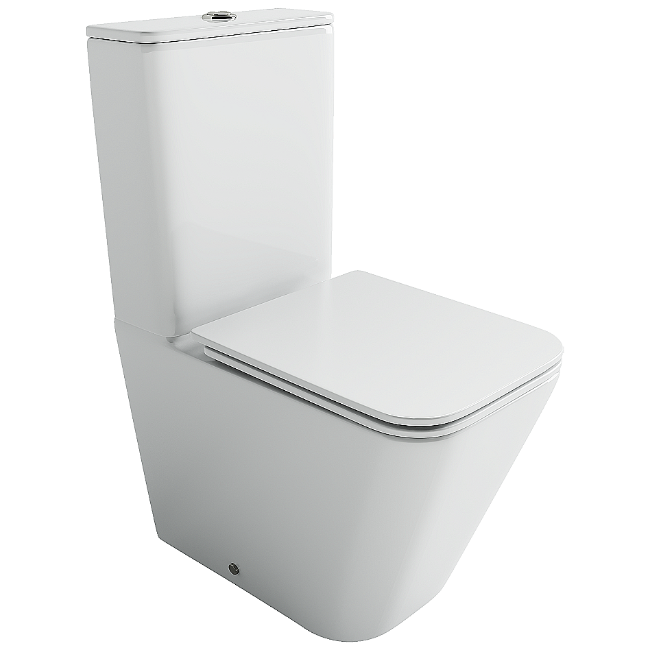 Унитаз напольный Ceramica Nova Cubic CN1803T-B/CN1803T-T белый, безободковый, с крышкой микролифт, слив торнадо купить в интернет-магазине Sanbest