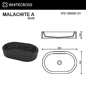 Раковина накладная WhiteCross Malachite A 55 0721.055035.101 черная купить в интернет-магазине Sanbest