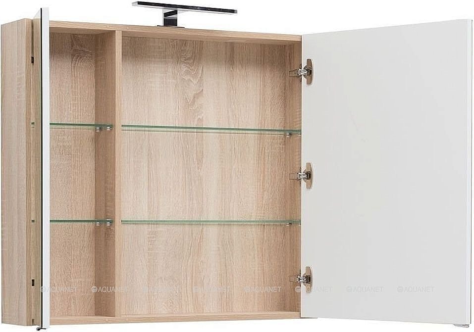 Зеркальный шкаф Aquanet Остин 85 дуб сонома купить в интернет-магазине сантехники Sanbest