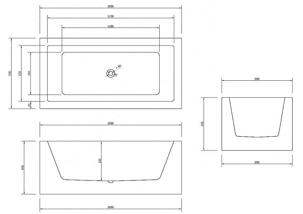 Ванна акриловая ABBER AB9406-1.6 160х80 купить в интернет-магазине Sanbest