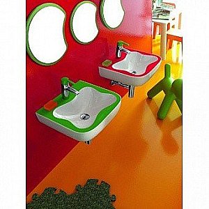 Раковина детская Laufen Florakids 8.1503.1.072.104.1 белая, зеленая купить в интернет-магазине Sanbest