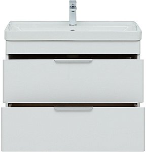 Тумба с раковиной Aquanet Ирис new 80 подвесная белый глянец для ванной в интернет-магазине Sanbest