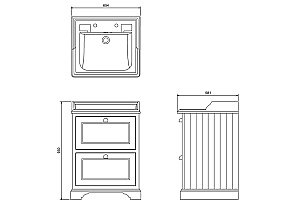 Тумба с раковиной Burlington Classic 65 2 отверстия под смеситель, белая матовая для ванной в интернет-магазине Sanbest