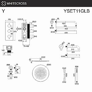 Душевая система WhiteCross Y YSET11GLB матовое золото купить в интернет-магазине сантехники Sanbest