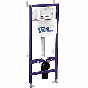 Унитаз подвесной WeltWasser BAMBERG 460+ERLENBACH 004 GL-WT+BAMBERG WT белый глянцевый, безободковый, с крышкой микролифт, с инсталляцией и белой кнопкой купить в интернет-магазине Sanbest