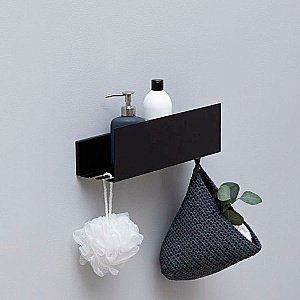 Полка Aquanet Магнум 274189 50 черная матовая, с крючками купить в интернет-магазине сантехники Sanbest