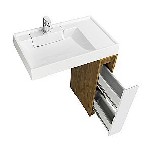 Тумба с раковиной Акватон Лондри 20 дуб рустикальный/белый для ванной в интернет-магазине Sanbest