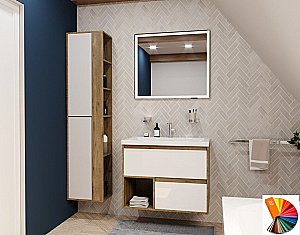 Тумба с раковиной Эстет Monaco Wood 80 подвесная 2 ящика/любой цвет тумбы и раковины под заказ для ванной в интернет-магазине Sanbest