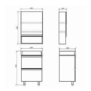 Тумба с раковиной Comforty Эдинбург 00-00004763 60 бетон светлый для ванной в интернет-магазине Sanbest