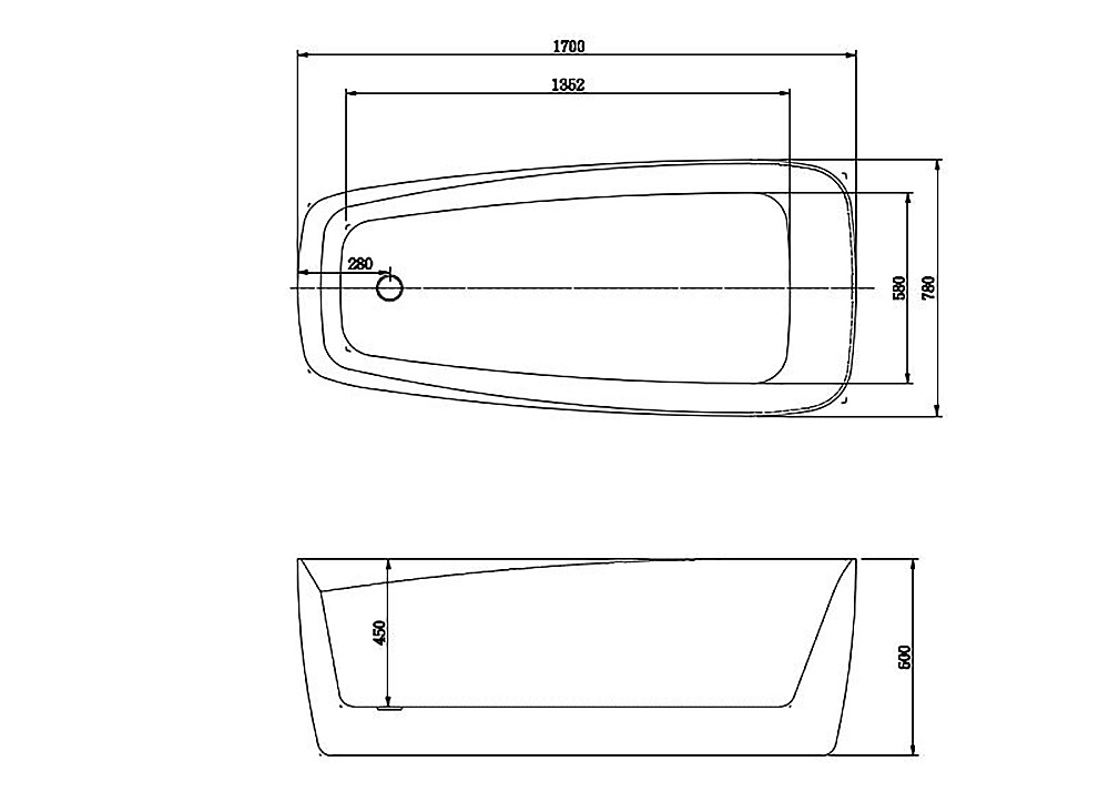 Ванна акриловая Aquatek ПАОЛА 170х78 белая глянцевая купить в интернет-магазине Sanbest