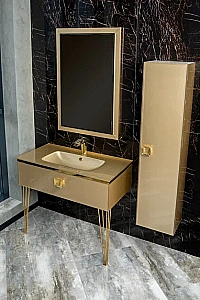 Консоль с раковиной Armadi Art LUCIDO 100 светлое золото для ванной в интернет-магазине сантехники Sanbest