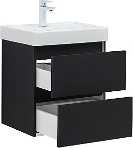 Тумба с раковиной Aquanet Вега 2.0 337952/301802 50 черный для ванной в интернет-магазине Sanbest
