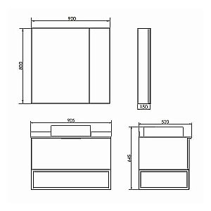Зеркало со шкафом Comforty Порто 00-00009232 90 дуб темный-коричневый в ванную от интернет-магазине сантехники Sanbest