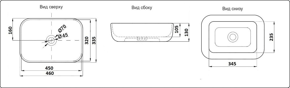 Раковина накладная Ceramalux NC 46 78105MB черная матовая купить в интернет-магазине Sanbest