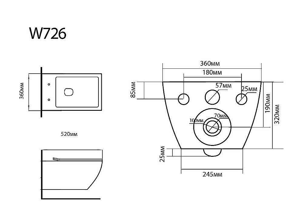 Унитаз подвесной Black&White Universe W-726 белый, безободковый купить в интернет-магазине Sanbest
