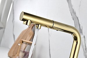 Смеситель для кухни Paulmark Serpentine Se213222-G золото купить в интернет-магазине сантехники Sanbest