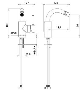 Смеситель для биде Migliore FORTIS 30459 черный матовый купить в интернет-магазине сантехники Sanbest