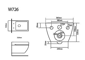 Унитаз подвесной Black&White Universe W-726 белый, безободковый купить в интернет-магазине Sanbest