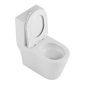 Унитаз моноблок Azario Nimbus AZ-6080-AP белый, безободковый, с крышкой микролифт, слив торнадо купить в интернет-магазине Sanbest