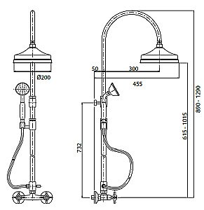 Душевая система Cezares GOLF-CD-03/24 золото 24 карат/ручки белые купить в интернет-магазине сантехники Sanbest