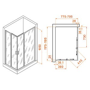 Душевой уголок RGW Passage PA-246B 120х80 стекло прозрачное/профиль черный купить в интернет-магазине Sanbest