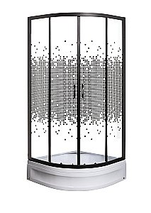 Душевой уголок с поддоном МОНОМАХ ДУ 70/180 МЗ BL 10000012464 70x70стекло прозрачное с рисунком/профиль черный купить в интернет-магазине Sanbest