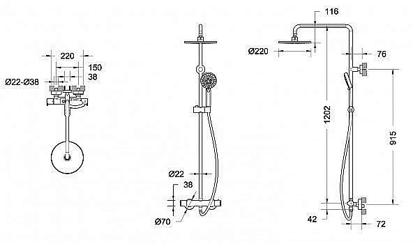 Душевая система Bravat WATERFALL F939114C-A2-RUS черная купить в интернет-магазине сантехники Sanbest
