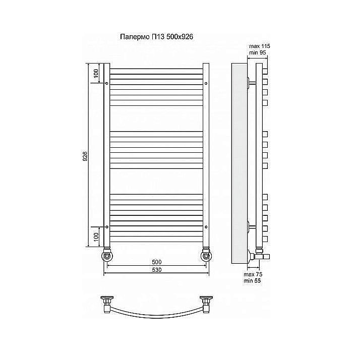 Полотенцесушитель водяной Terminus Палермо П13 500x926 купить в интернет-магазине сантехники Sanbest