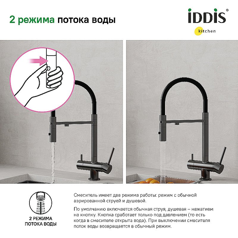 Смеситель для кухни Iddis Ace ACEGMFFi05 графит купить в интернет-магазине сантехники Sanbest