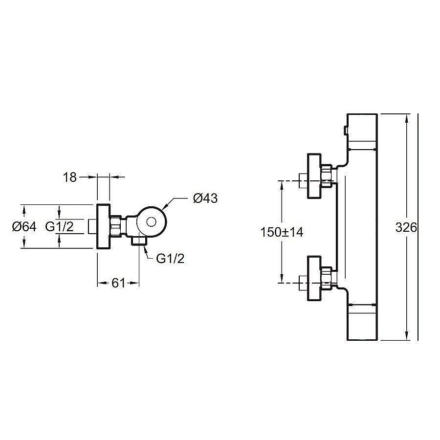 Смеситель для душа термостатический Jacob Delafon EDGAR E29846-CP купить в интернет-магазине сантехники Sanbest