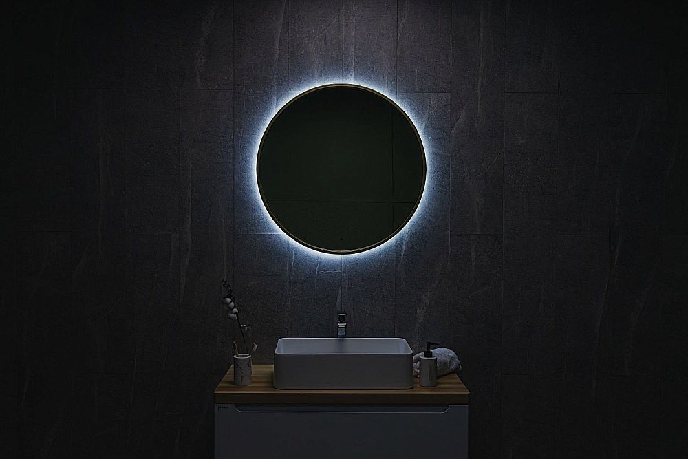 Зеркало Art&Max ASTI AM-Ast-800-DS-FNC-Gold в ванную от интернет-магазине сантехники Sanbest