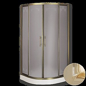 Душевой уголок Migliore Aurelia ML.AUR-22.090.ST.DO 90x90 стекло матовое с рисунком/профиль золото купить в интернет-магазине Sanbest