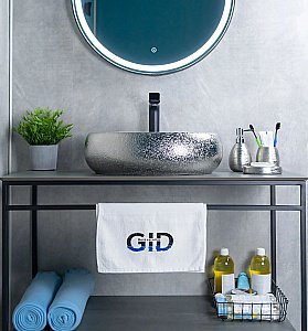 Раковина накладная Gid Lago 48 9030s 52235 серебро купить в интернет-магазине Sanbest