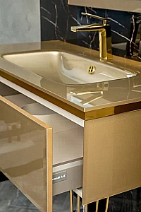 Консоль с раковиной Armadi Art LUCIDO 100 светлое золото для ванной в интернет-магазине сантехники Sanbest