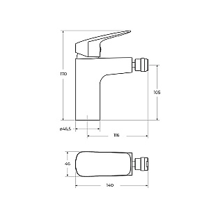 Смеситель для биде BelBagno Due DUE-BD-GM-W0 оружейная сталь купить в интернет-магазине сантехники Sanbest