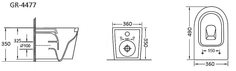 Унитаз подвесной Grossman GR-4477BMS безободковый, с крышкой микролифт, черный матовый купить в интернет-магазине Sanbest