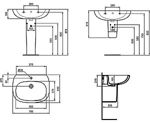 Раковина на пьедестале Ideal Standard Tesi 70 T351201 белая купить в интернет-магазине Sanbest