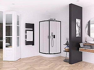 Душевой уголок NEW TRENDY SUVIA BLACK K-3563 90 x90 стекло прозрачное/профиль черный купить в интернет-магазине Sanbest