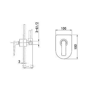 Смеситель для душа встраиваемый WONZON & WOGHAND SHARK, Хром (WW-484700-CR) купить в интернет-магазине сантехники Sanbest