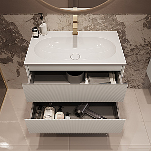 Тумба с раковиной Vincea Welle 80 VMC-2WL800MW/VCB-13800W белая матовая/раковина белая для ванной в интернет-магазине Sanbest