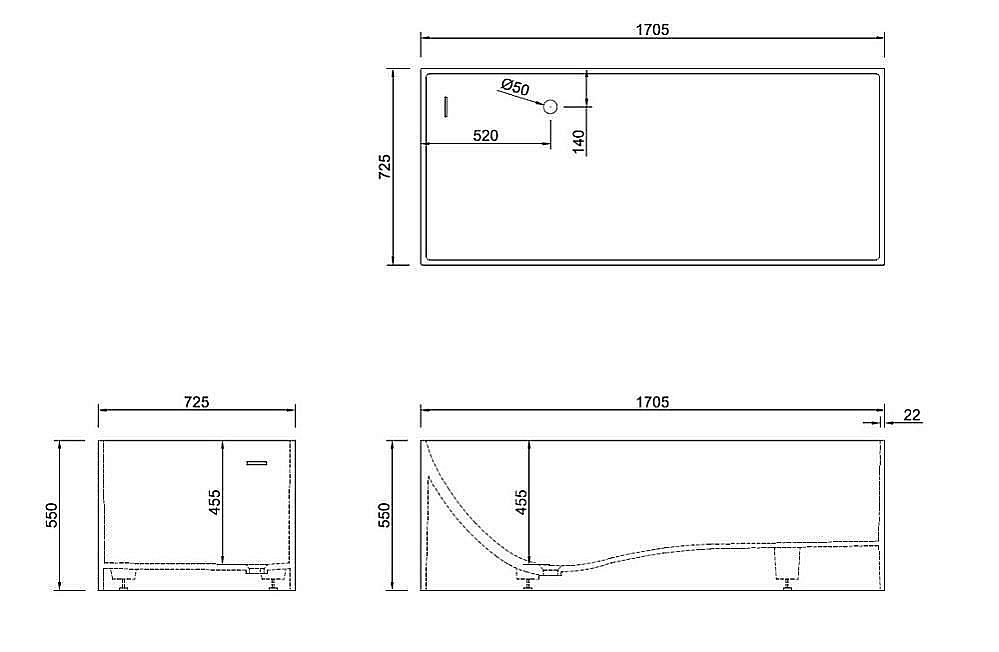 Ванна NT Bagno Trieste NT205 170х72 белая матовая купить в интернет-магазине Sanbest