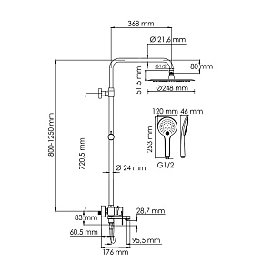 Душевая система WasserKraft Elbe 7400 SET2684 черный Soft-touch купить в интернет-магазине сантехники Sanbest