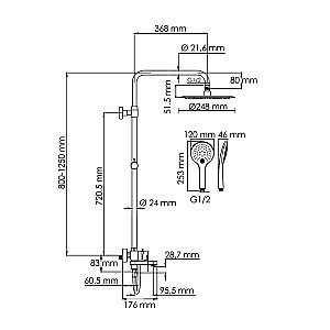 Душевая система WasserKraft Elbe 7400 SET2684 черный Soft-touch купить в интернет-магазине сантехники Sanbest