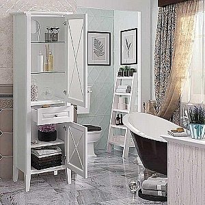 Пенал Опадирис Палермо 52.5 белый матовый для ванной в интернет-магазине сантехники Sanbest