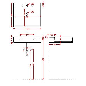 Раковина Artceram Scalino 55 SCL007 17 00 Nero Matt купить в интернет-магазине Sanbest