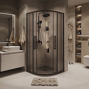Душевой уголок Grossman Cosmo 301.K33.02.9090.21.02 90x90 стекло шиншилла/профиль черный матовый купить в интернет-магазине Sanbest