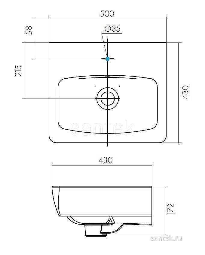 Раковина Santek Нео 50 1.WH30.2.184 на пьедестале белая купить в интернет-магазине Sanbest